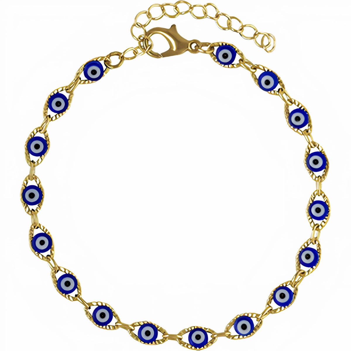 Evil Eye Beaded Charm Bracelet - Bleu Amiees