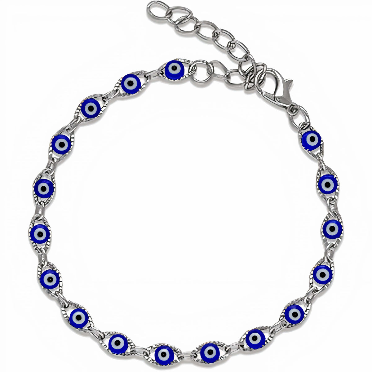 Evil Eye Beaded Charm Bracelet - Bleu Amiees