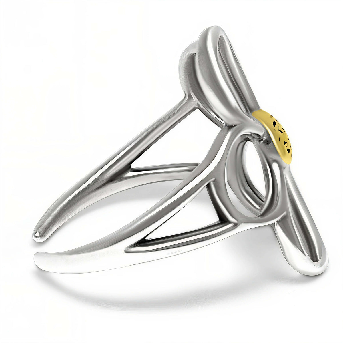 Golden Center Daisy Ring – Silver Flower Statement Ring Amiees