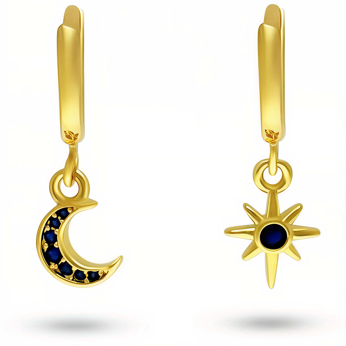 Celestial Gold Huggie Earrings – Moon & Star Duo Amiees