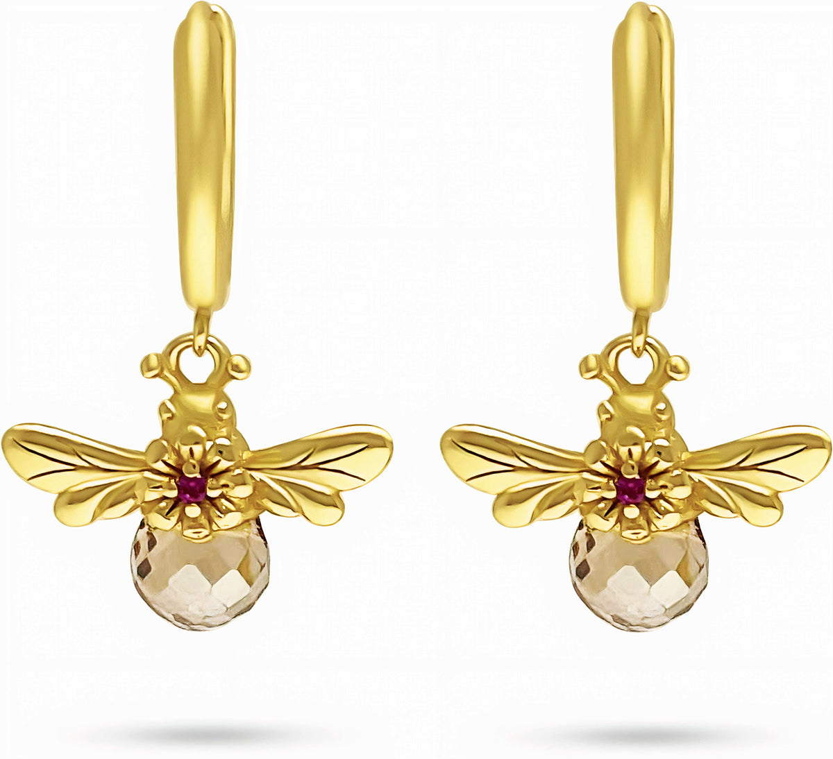 Honeybee Charm Gold Huggie Earrings Amiees