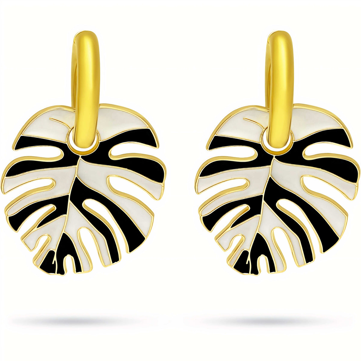 Tropical Monstera Leaf Huggie Earrings Amiees