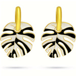 Tropical Monstera Leaf Huggie Earrings Amiees