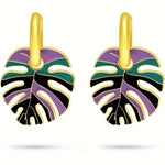 Tropical Monstera Leaf Huggie Earrings Amiees