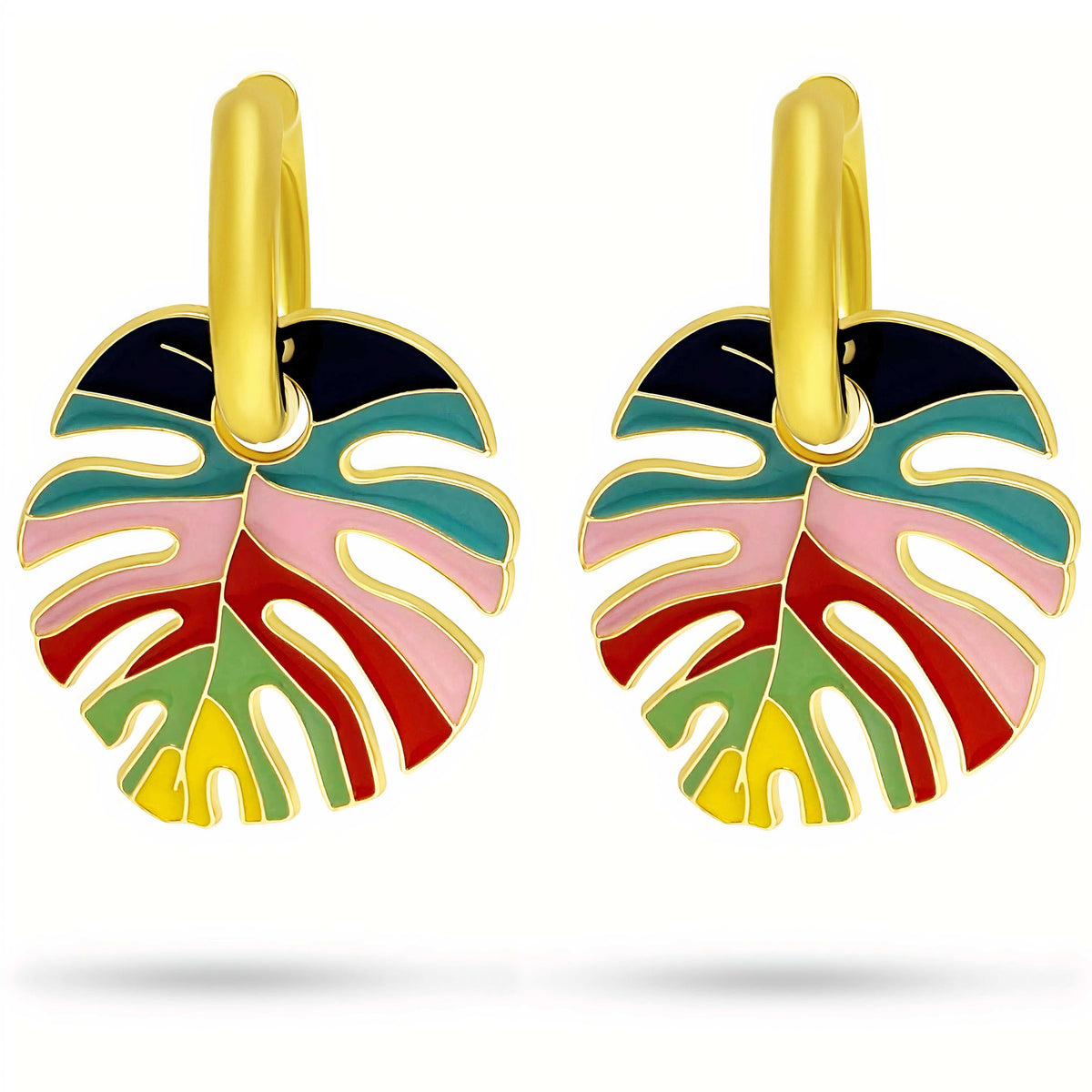 Tropical Monstera Leaf Huggie Earrings Amiees