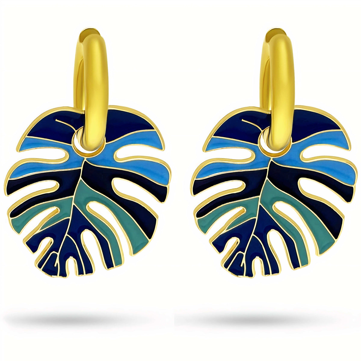 Tropical Monstera Leaf Huggie Earrings Amiees