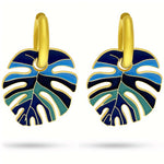 Tropical Monstera Leaf Huggie Earrings Amiees