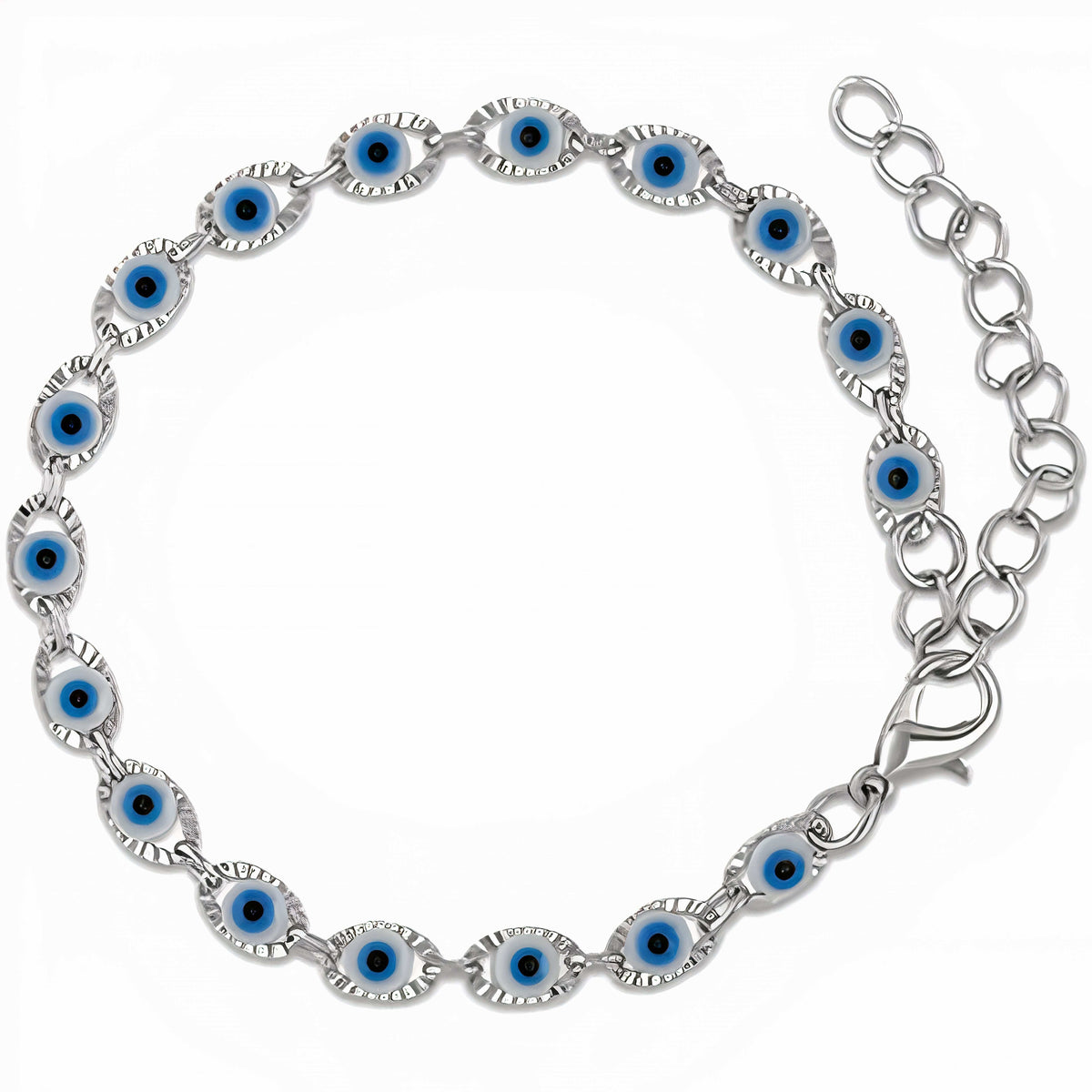 Evil Eye Beaded Charm Bracelet - Blanc Amiees