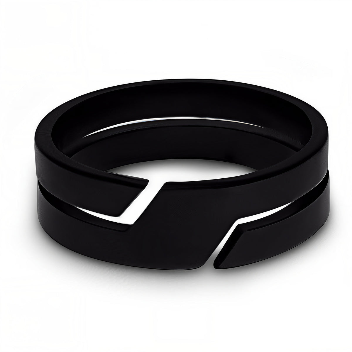Minimal Slash Ring – Men’s Stainless Steel Band in Gold, Black & Silver Amiees