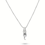Hanging Kitty Necklace – Minimalist Cat Charm in Brushed Silver Amiees