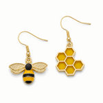 Bee and Honeycomb Mismatched Earrings Amiees