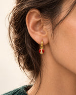 Lucky Ladybug Gold Huggie Earrings