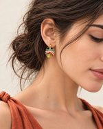 Tropical Monstera Leaf Huggie Earrings