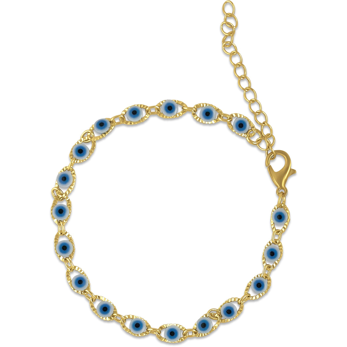 Bohemian Oval Evil Blue Eye Charm Bracelet Gold Silver Color Brass Chain Bracelets for Women Men Prayer Jewelry Amiees