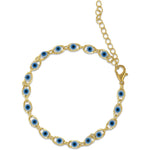 Bohemian Oval Evil Blue Eye Charm Bracelet Gold Silver Color Brass Chain Bracelets for Women Men Prayer Jewelry Amiees