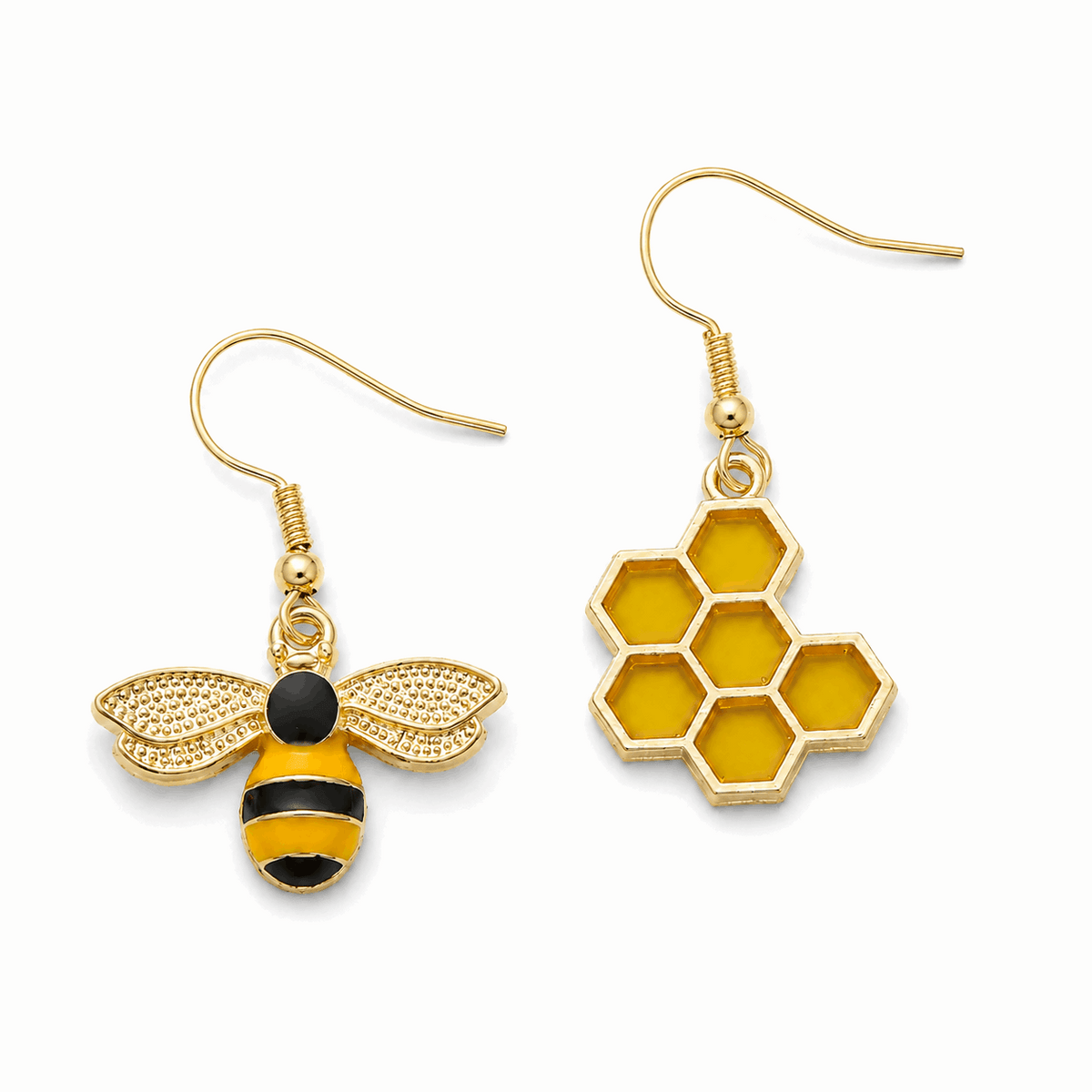 Bee and Honeycomb Mismatched Earrings Amiees