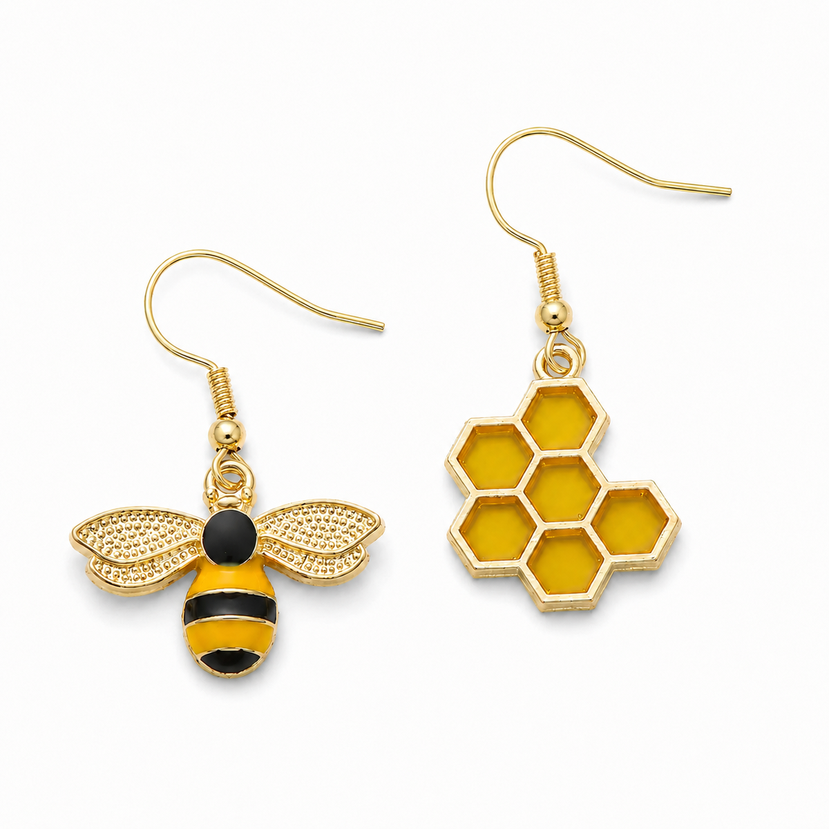 Bee and Honeycomb Mismatched Earrings Amiees