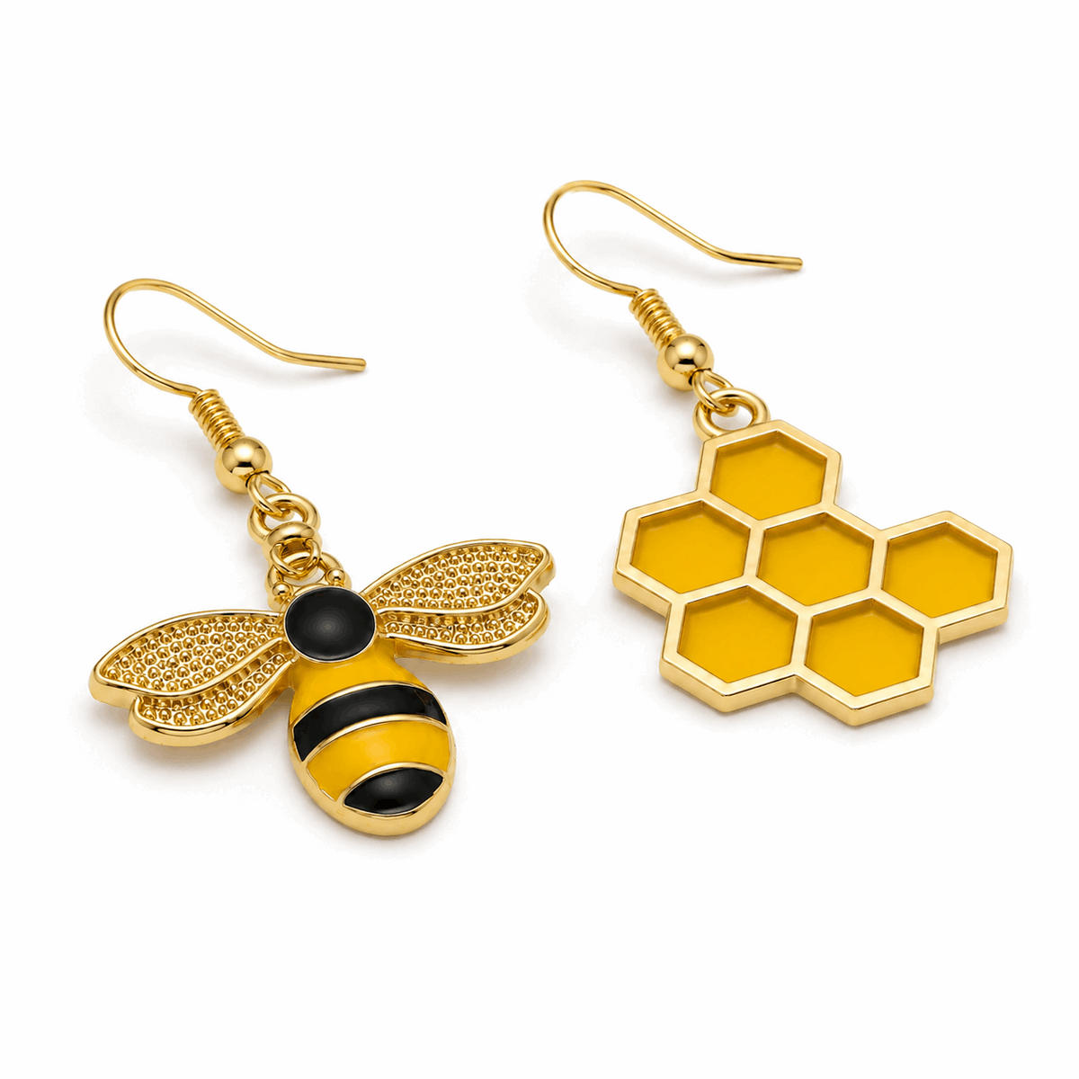 Bee and Honeycomb Mismatched Earrings Amiees
