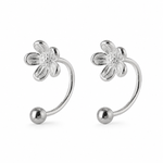 Silver Flower Ear Jacket Earrings Amiees