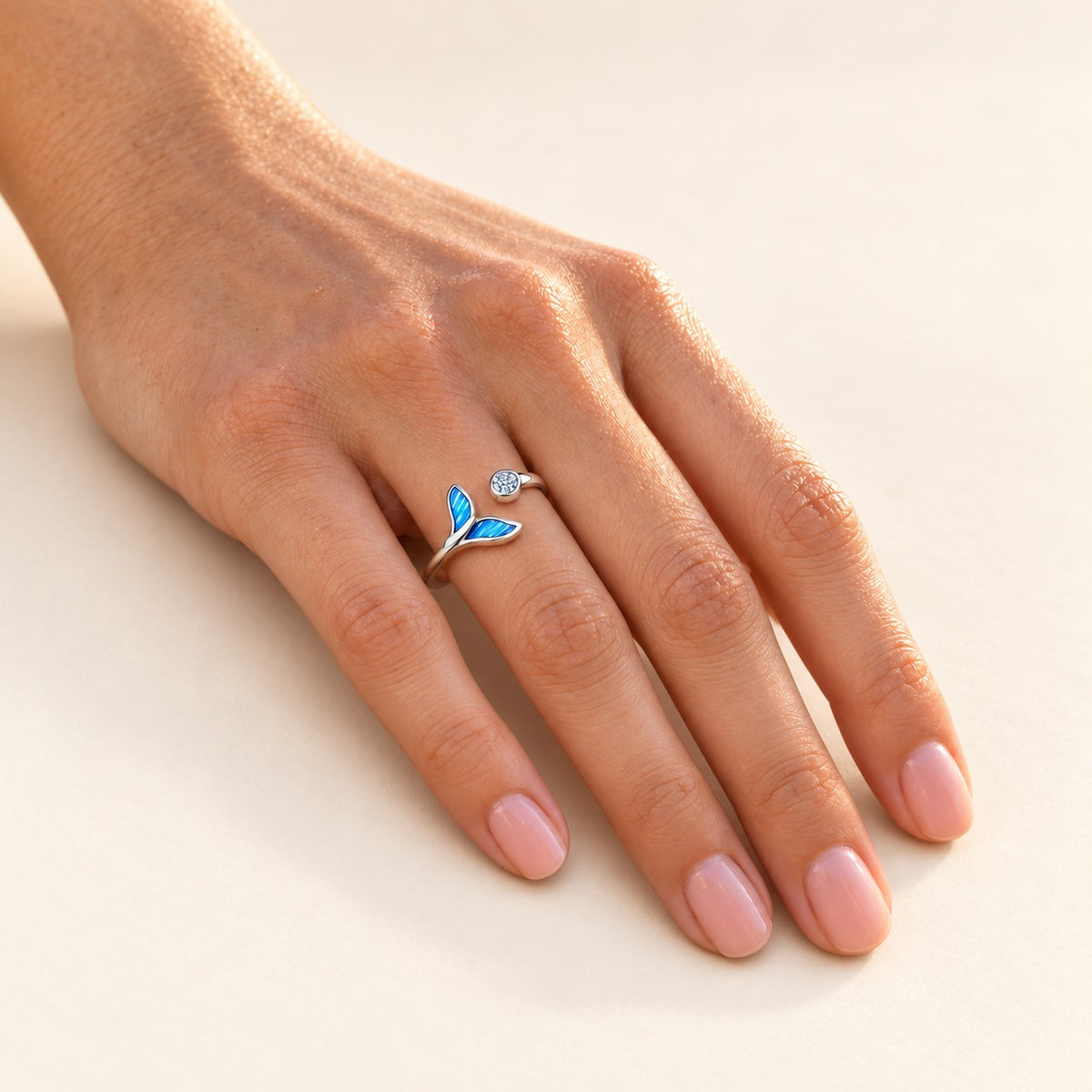 Blue Fishtail Silver Ring