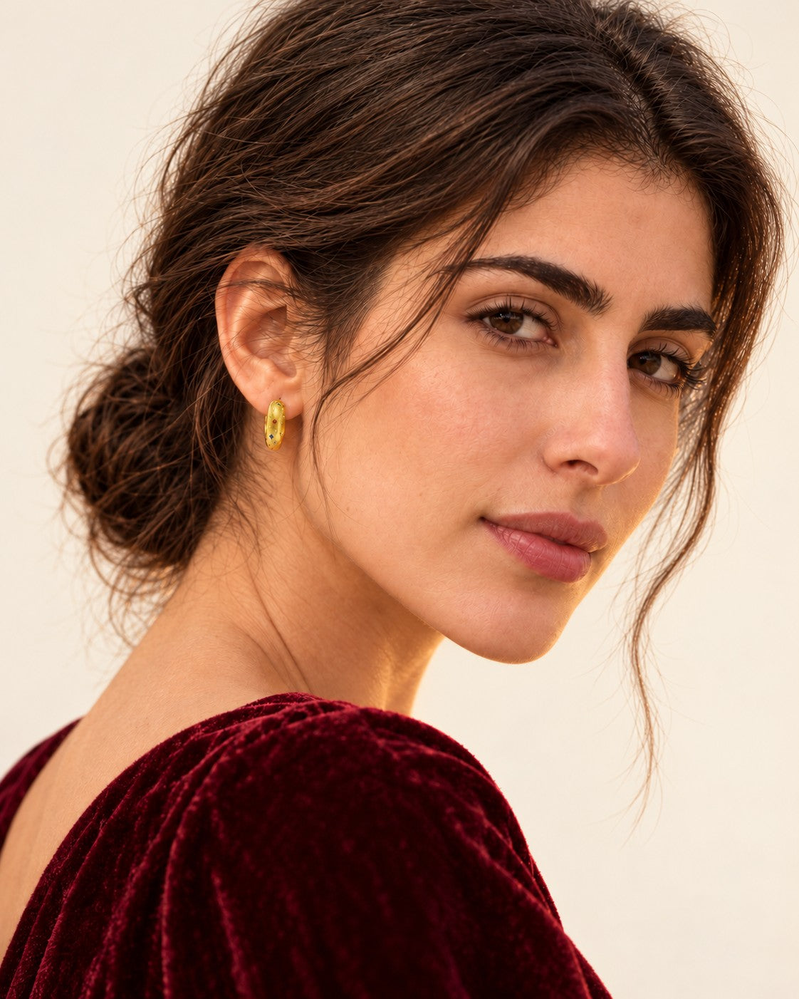 Celestial Rainbow Dome Huggie Earrings – Gold-Plated