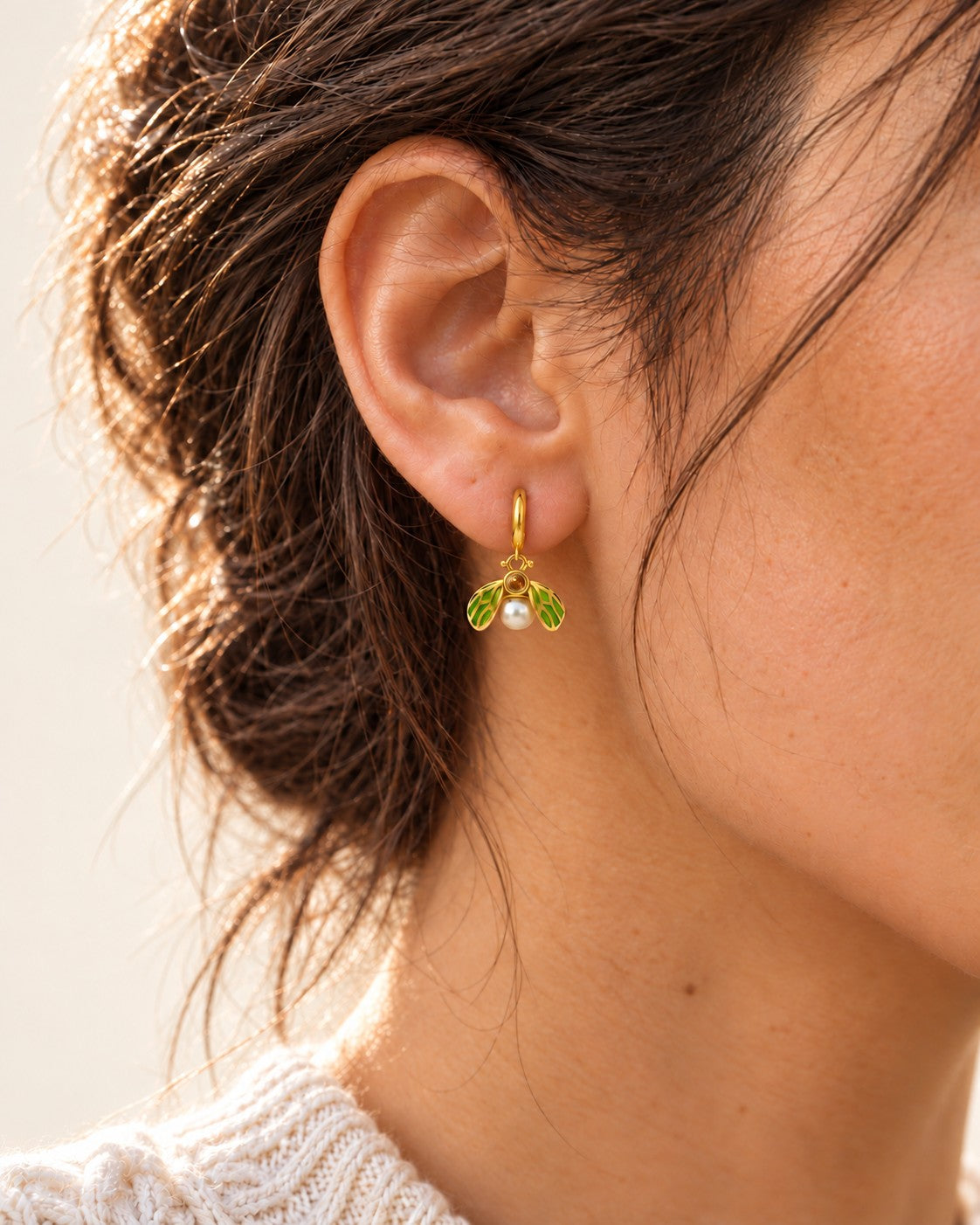 Golden Bee Huggie Earrings