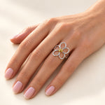 Golden Center Daisy Ring – Silver Flower Statement Ring