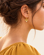 Honeybee Charm Gold Huggie Earrings