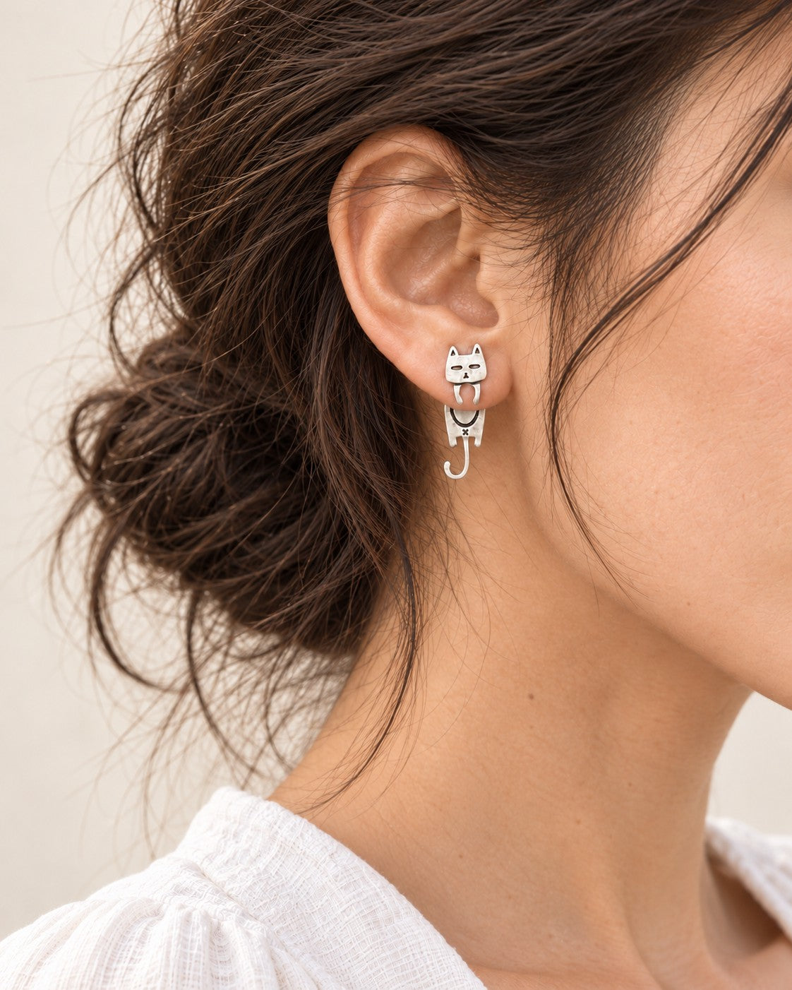 Silver Cat Earrings